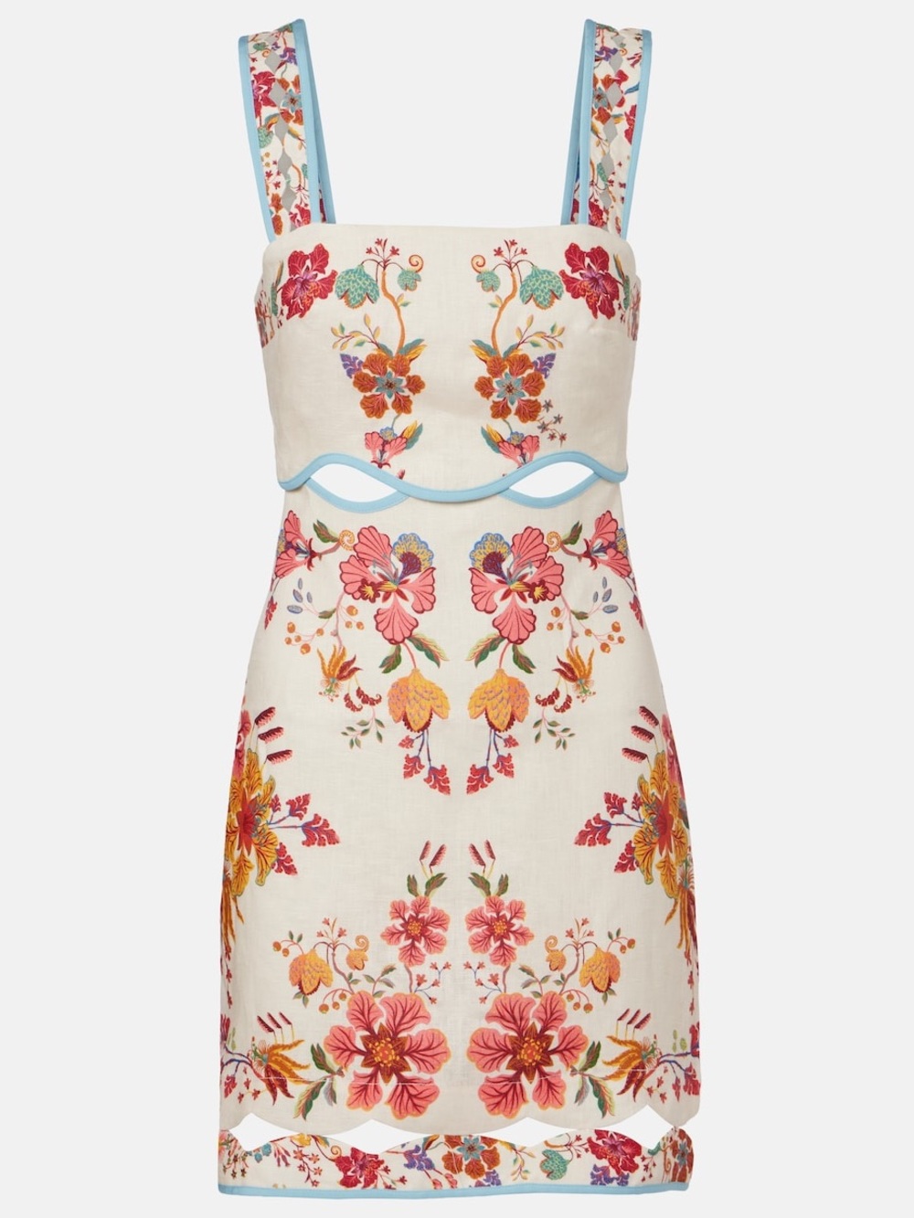 FARM Rio Cream Mini Dress with Pink & Orange Floral Embroidery - Picture 7 of 9